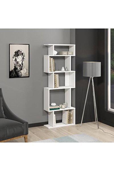 Adore Biblioteca Piramide, Alb, 60x22x160 cm