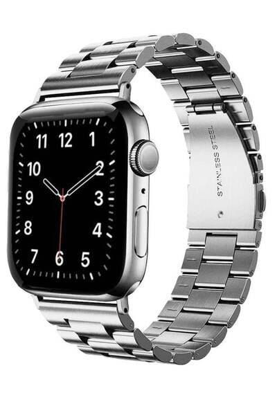 ELTRAZONE Stainless Steel Strap for iWatch 49mm 46mm 45mm 44mm 42mm – Silver ...