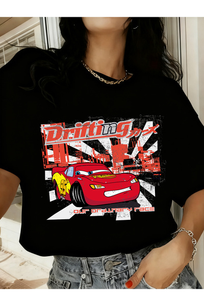 SAUDI lightning MCQUEEN cars Men and Women's 100% Cotton T-Shirt - Oversized ...