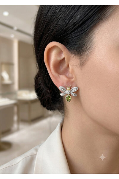 By Zeyna Aksesuar Premium Geometric Stone Women's Earrings