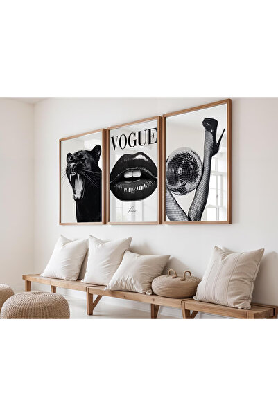 fingerjewerly Vogue Stilinde 3'lü Poster Eklektik Sanat - Leopar , Disko Topu...