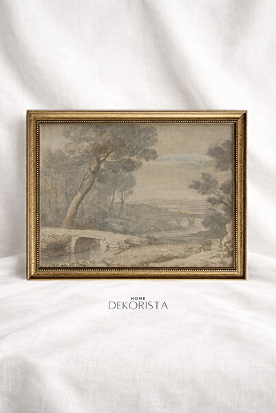 HOME DEKORİSTA Πίνακας τοπίου με vintage πλαίσιο ΧΩΡΙΣ ΓΥΑΛΙ, αφίσα, καλλιτεχ...