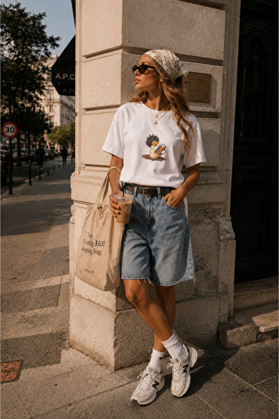 Soho Mood Tricou obișnuit pentru femei, 100% bumbac, cu imprimeu Coffee Cup