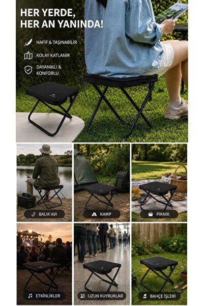 Katlanır Cep Sandalyesi Portatif Kamp Piknik Balıkçı Plaj Taşınabilir Outdoor Sandalyesi