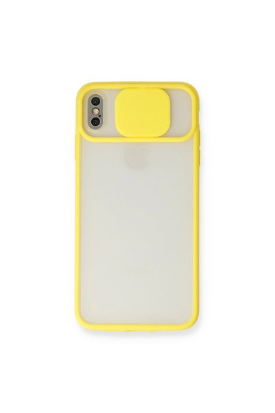 ArkhenX Apple iPhone XS Max Case Palm Frosted Camera Sliding Silicone - Yellow