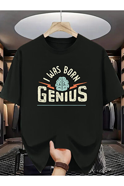 BASEPULSE تي شيرت Born Genius: تي شيرت بأكمام قصيرة وطباعة نمطية إبداعية، يُظ...