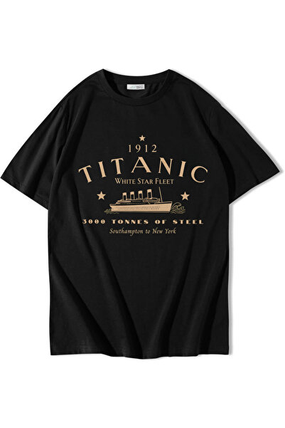 BRZ COLLECTION Unisex Oversize Titanic T-Shirt Black