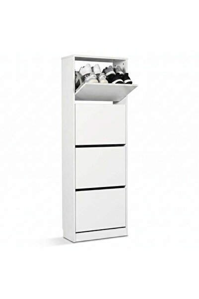 Adore Raft pentru pantofi Compact XL, 16 perechi, 4 compartimente, Alb - 51x1...