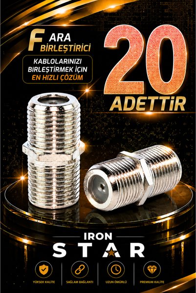 IRONSTAR 20 ADET F ara birleştirici / F dişi dişi adaptör / F konnektör ara e...