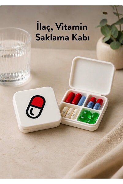 seyuse İlaç & Vitamin Saklama Kabı - 4 Bölmeli Hap Kutusu
