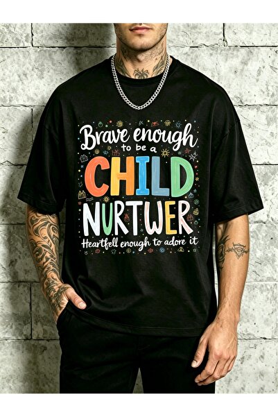 STITCHLY تي شيرت رجالي برقبة دائرية بتصميم "Be Brave Be A Child Nurturer Hear...