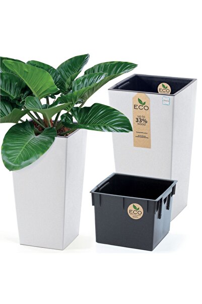 EDANTI Jardinieră de grădină 24 cm pentru terasă, grădină, casă, din lemn, albă