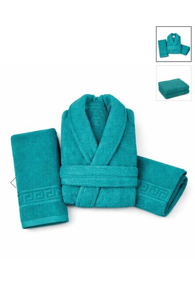 RMR textile halat de baie verde turcoazdin prosop cu 2 buc prosop cadou