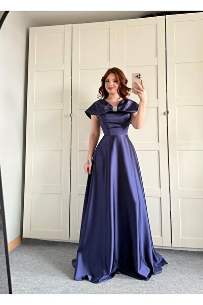 ayşenur Dinçer butik Lovely Fiyonk Abiye Lacivert