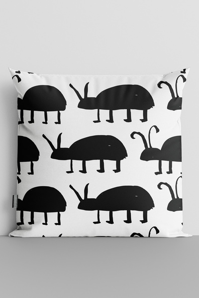 TicaretJet Black Insects Double Sided Digital Printed Children's Room Throw P...