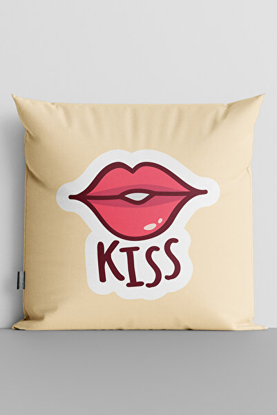TicaretJet غطاء وسادة لغرفة الأطفال مطبوع رقميًا على الوجهين من Kiss مكتوب عل...