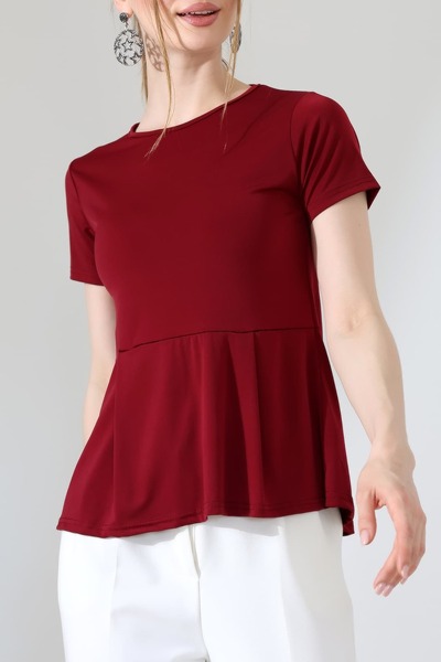 Sabr Sandy Fabric Short Sleeve Flounce Women's Blouse