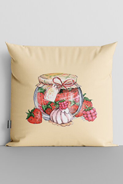 TicaretJet Colorful Fruits and Jar Double Sided Digital Printed Pillow Cushio...