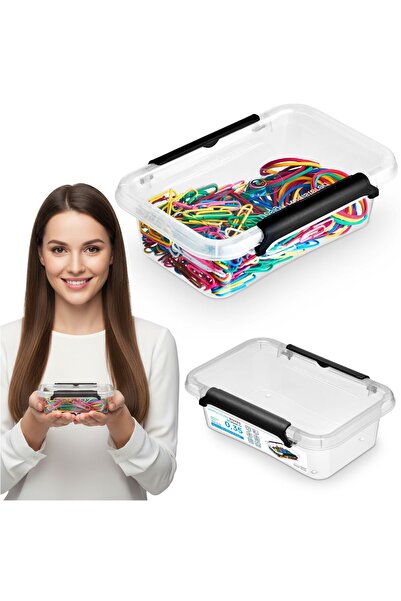 EDANTI Cutie de depozitare din plastic cu capac, pentru accesorii, mică, tran...