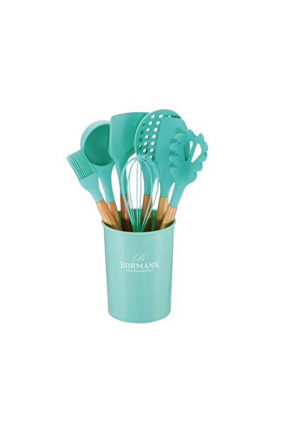 Bohmann 8-piece kitchen utensil Top Bottom Set , food-grade silicone, wooden ...