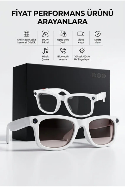 Marsilyan White Ai Smart Glasses No 23 with Camera Bluetooth White Color Smar...