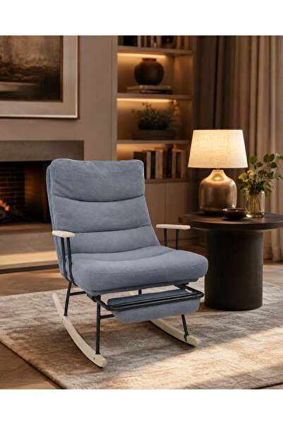 N.zone Luxury Rocking Chair Upholstered in Ergonomic Design with Footrest and...