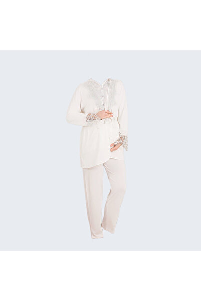 Lady Lingerie Women's Maternity & Nursing 3-Piece Pajama Set with Long Robe -...
