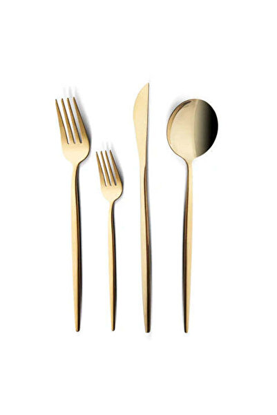 Karaca Bella Shiny Gold V2 Besteck Set für 6 Personen, 24 Teilig