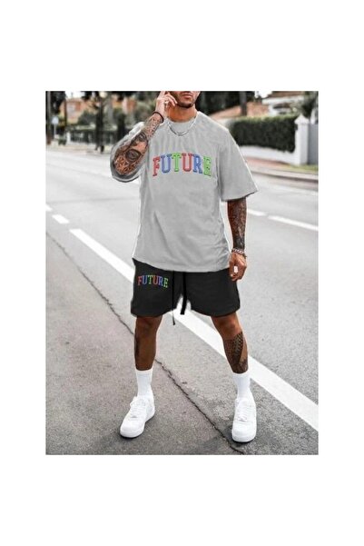 PENTHİLUS Unisex Oversize Shorts Set Short Sleeve T-Shirt Comfortable Fit Sum...
