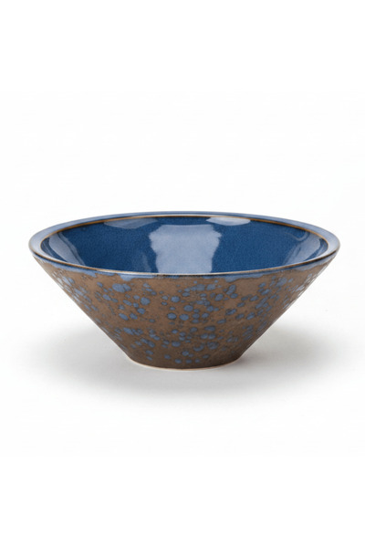 AKDC Navy Blue & Brown Round Reactive Glaze Ceramic Serving Bowl 20 cm
