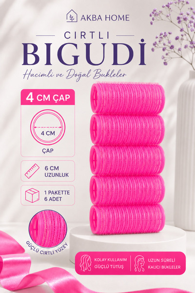 AKBA HOME Set de 6 ondulatoare de păr cu velcro, 4 cm diametru, 6 cm lungime,...