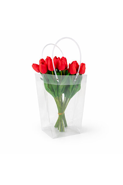 OEM Geantă Transparentă PVC pentru Flori cu Mânere Albe 26x23x11 cm