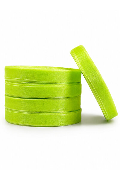 OEM Top Bottom Set of 5 Green Organza Ribbons 1 cm 45.72 m