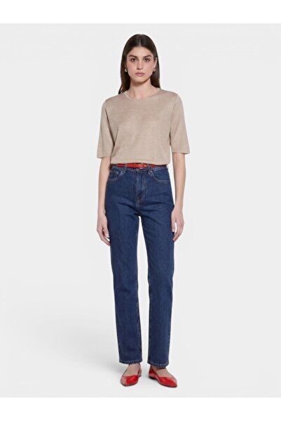 Sisley Stretch Cotton Stone Washed Slim Fit Denim Trousers Women's Khaki Gree...