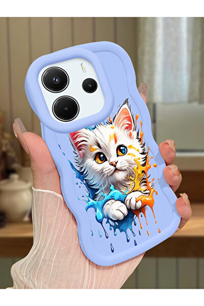 Hontinga Redmi Note 14 4G Uyumlu Kılıf kamera koruyucu Mavi Silikon Couple Te...