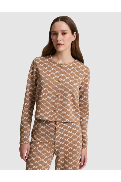 Pierre Cardin Beige Crop Top Knitted Cardigan 50328784-Vr011