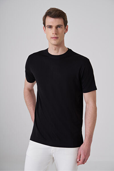 Morven Men's Black Trend Crew Neck Rayon Dynamic Fit Tshirt