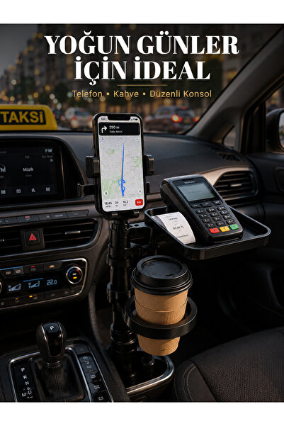 teknotrust Organizator de pahare auto Preminium cu suport pentru telefon, sol...