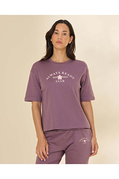 REDTAG Women Mauve Printed Crew Neck T-Shirt