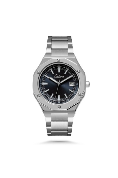 catera Men's Watch with Silver Steel Strap and Navy Dial