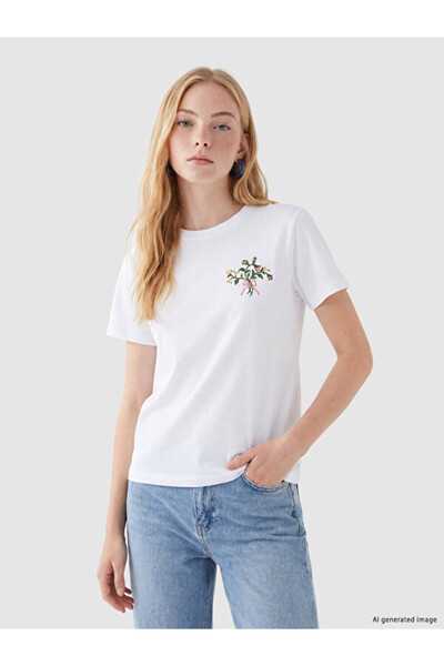 LC Waikiki Quality Pieces from Çelebi Store Embroidered 100% Cotton Women's T...