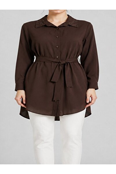 FUAT GÜRSEN Fuat Gürşen 5381 Collar and Back Chain Embroidered Tunic