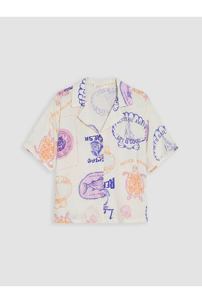 LC Waikiki Peak New Season Shirt Collar Patterned Women's Pajama Top