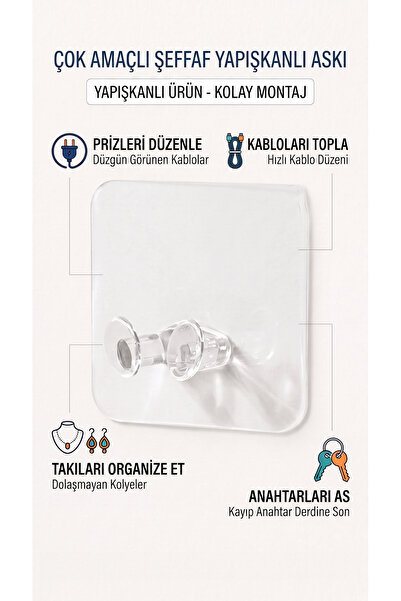 evina Yapışkanlı Kablo Tutucu anahtar, takı organizeri, Priz Tutucu