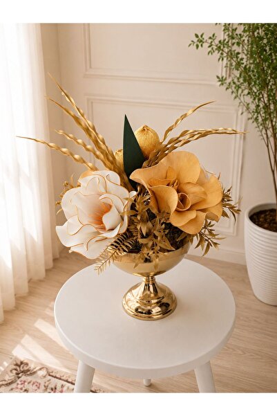 Evaart GOLD EVA ÇİÇEK ARANJMANI HEDİYELİK YAPAY ÇİÇEK MASAÜSTÜ EV&SALON SÖZ&N...