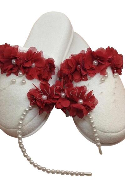 SavBrand Floral Pearl Maternity Slippers and Pearl Maternity Crown Mother Hos...