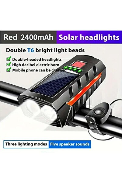 Arabest Rechargeable Bike Lights,Bicycle Front Headlight,Dual Lamp,Solar Char...