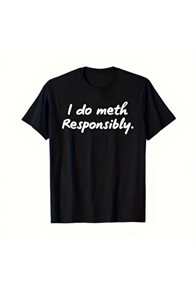 12 Teknoloji تي شيرت رجالي بتصميم مرح ومضحك بطبعة "I Do Meth Responsibly"، تص...