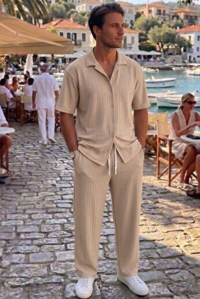 CAST COLLECTİON Erkek Marcus Kısa Kollu Gömlek Marcus Bol paça Pantolon Takım