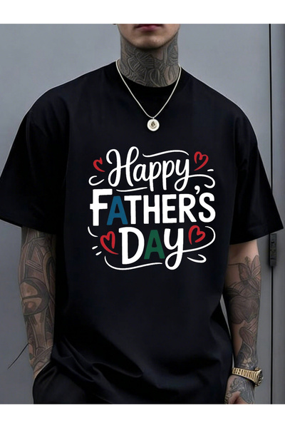 STITCHLY Unisex Short-Sleeve T-Shirt, Printed with Phrase "Happy Father'S Day...